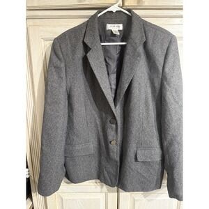 VTG Judith Hart Blazer 2 Button Gray Tweed Houndstooth